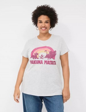 Women Lane Bryant Hakuna Matata Graphic Tee T Shirts Grey | UYW4732JN