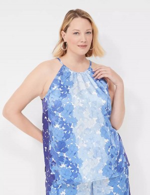 Women Lane Bryant Halter-Neck Top Tank Top Blue | RZC7495GI