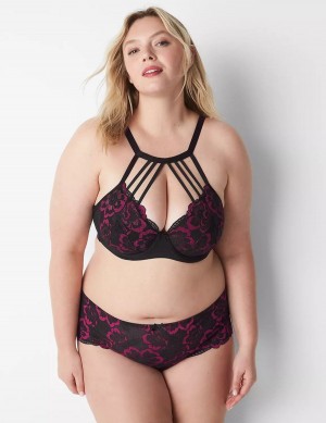 Women Lane Bryant High-Neck Lightly Lined Balconette Bra Black | NJO4772MX