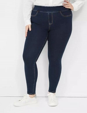 Women Lane Bryant High-Rise Sateen Pull-On Jeggings Dark Blue | GLC2667YH