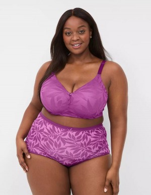 Women Lane Bryant Invisible Lace Backsmoother Full Coverage No-Wire Bralettes Purple | JFC5792ZF