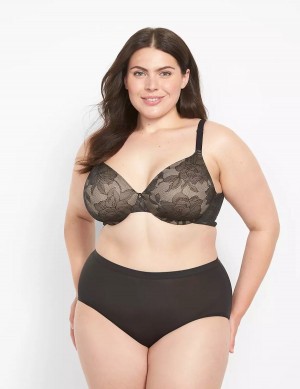 Women Lane Bryant Invisible Lace Backsmoother Lightly Lined Full Coverage Bralettes Black | ISW734TY