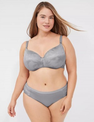 Women Lane Bryant Invisible Lace Backsmoother Lightly Lined Balconette Bra Grey | YGR2171KL