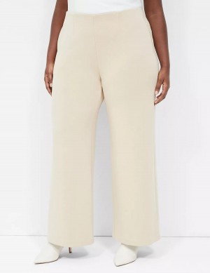 Women Lane Bryant Journey Knit High-Rise Wide Leg Pants Khaki | UVR752CP