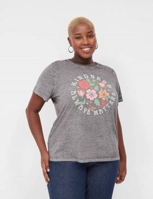 Women Lane Bryant Kindness Always Matters Burnout Graphic Tee T Shirts Dark Grey | QQQ5565QQ