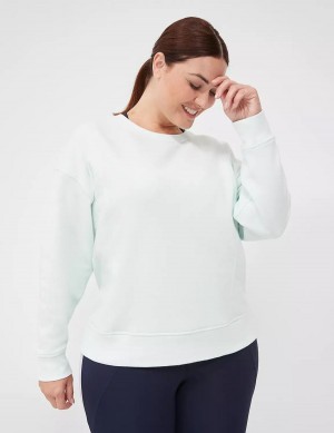 Women Lane Bryant LIVI Crew-Neck French Terry Washed Sweatshirts Light Green | SBL5667LW