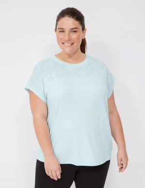 Women Lane Bryant LIVI Crew-Neck Mesh & Recycled LIVI Soft Tee T Shirts Light Green | BVE3865FW