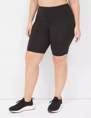 Women Lane Bryant LIVI High-Rise Recycled LIVI Soft Knee Shorts Black | ZSV5267RE