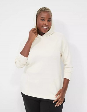 Women Lane Bryant LIVI Hooded Journey Pullover Pullover White | FVX8158YE