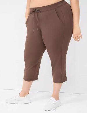 Women Lane Bryant LIVI Knit Capri Pants Dark Brown | HTA6160CT