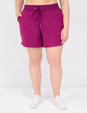 Women Lane Bryant LIVI Knit Shorts Dark Purple | EYY6090KQ