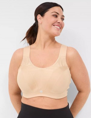 Women Lane Bryant LIVI Max Support Wicking Underwire Sports Bra Beige | DDQ6971VZ