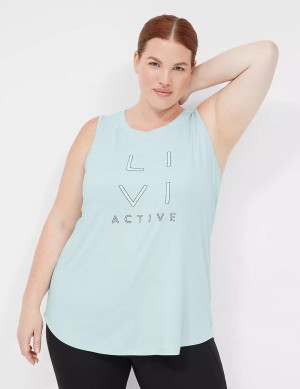 Women Lane Bryant LIVI Recycled LIVI Soft Logo Graphic Tank Top Light Green | IFD9927BV