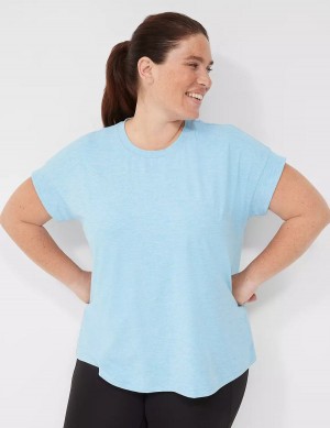 Women Lane Bryant LIVI Soft Crew-Neck Recycled Tee T Shirts Blue | TCJ4473JJ