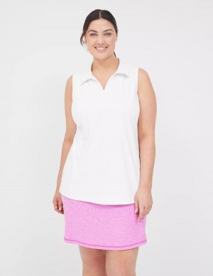 Women Lane Bryant LIVI V-Neck Recycled LIVI Soft Polo Tank Top White | RLX4693GO