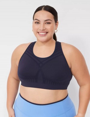 Women Lane Bryant LIVI Wireless Medium-Impact Seamless Sports Bra Blue | YHB127CX