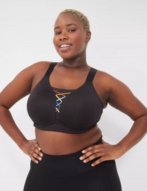 Women Lane Bryant LIVI Wireless Medium-Impact Wicking Sports Bra Black | VKN2480IL