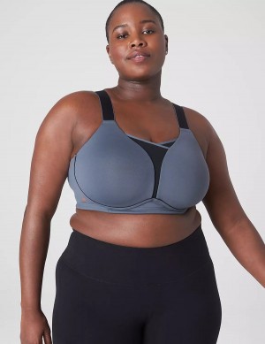 Women Lane Bryant LIVI Wireless Medium-Impact Wicking Sports Bra Grey Black | AFT3033IL