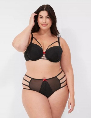 Women Lane Bryant Lace-Trim Lightly Lined Balconette Bra Black | CIO3618RB