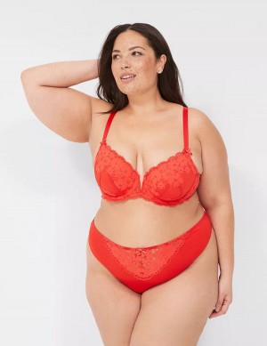 Women Lane Bryant Lace French Thong Panty Deep Red | ZFV8767TG