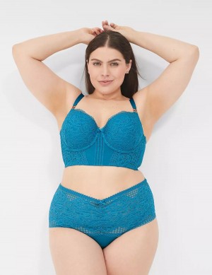 Women Lane Bryant Lace Longline Boost Balconette Bra Blue | TII4460PL