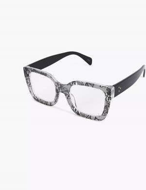 Women Lane Bryant Lace Print Square Reading Glasses White | RDC8211BS