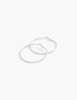 Women Lane Bryant Large Hoop Earrings Silver | PPB2898MC