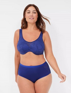 Women Lane Bryant Lightly Lined Full Coverage with Lace Overlay Bralettes Blue | SVK3917KW