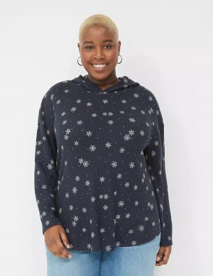 Women Lane Bryant Long-Sleeve Curved-Hem Tee T Shirts Navy | DMG568GF