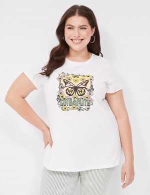 Women Lane Bryant Love & Faith Graphic Tee T Shirts White | YDJ5235EJ