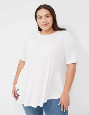 Women Lane Bryant Max Swing Perfect Sleeve Crew-Neck Tee T Shirts White | JZV726WI