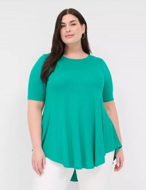 Women Lane Bryant Max Swing Perfect Sleeve Crew-Neck Tee T Shirts Light Turquoise | RIF6335RY