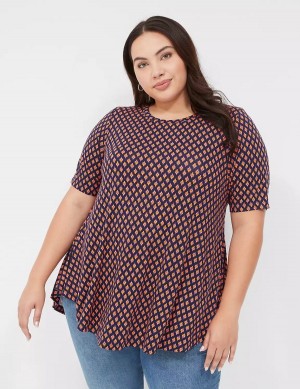 Women Lane Bryant Max Swing Perfect Sleeve Crew-Neck Tee T Shirts Coffee | NDJ387YE