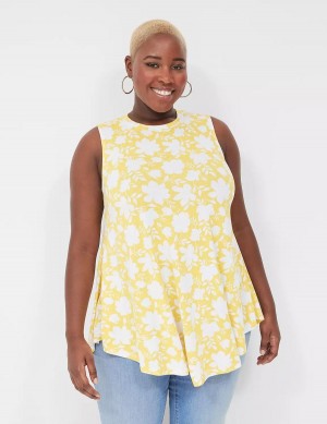 Women Lane Bryant Max Swing Sleeveless High-Neck Tunic T Shirts Yellow | UPJ4975SP