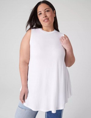 Women Lane Bryant Max Swing Sleeveless High-Neck Tunic T Shirts White | FGN6275JU