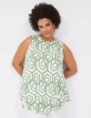 Women Lane Bryant Max Swing Sleeveless High-Neck Tunic T Shirts Green | ISD27100HZ