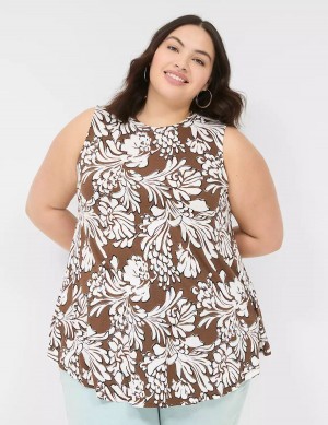 Women Lane Bryant Max Swing Sleeveless High-Neck Tunic T Shirts Brown | ZUE661IP