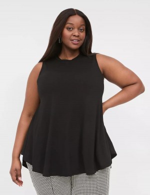 Women Lane Bryant Max Swing Sleeveless High-Neck Tunic T Shirts Black | UDD9372AE