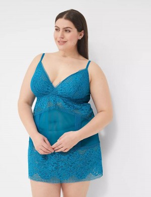 Women Lane Bryant Mesh & Lace Slip Dress Blue | ERA174HR