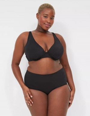 Women Lane Bryant Mid-Rise Swim Briefs Black | KMG5712IB