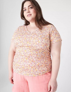 Women Lane Bryant Modern Jersey Side-Ruched Tee T Shirts Orange Multicolor | MZI684OM