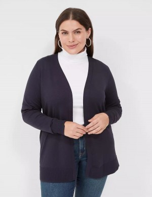 Women Lane Bryant Modern Long-Sleeve Open-Front Cardigan Blue | GKS3017ZJ