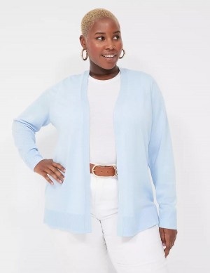 Women Lane Bryant Modern Long-Sleeve Open-Front Cardigan Blue | PLG5254KK