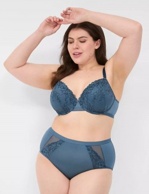 Women Lane Bryant Modern Romance Lightly Lined Demi Bralettes Blue Grey | ZBQ6572ZK