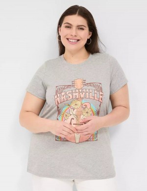 Women Lane Bryant Nashville Graphic Tee T Shirts Light Grey | ZEB9516KO