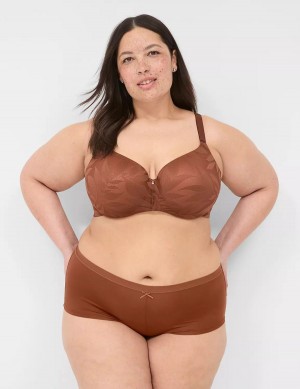 Women Lane Bryant No-Show Boyshort Briefs Brown | HJG7737EQ