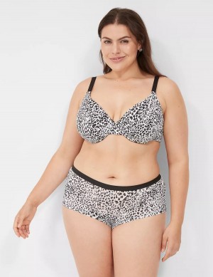 Women Lane Bryant No-Show Boyshort Briefs White Black | GAD653KO