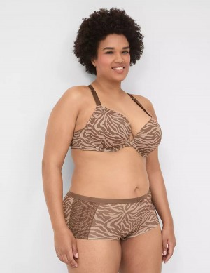 Women Lane Bryant No-Show Boyshort With Lace Trim Briefs Deep Grey Brown | JXW4221AP