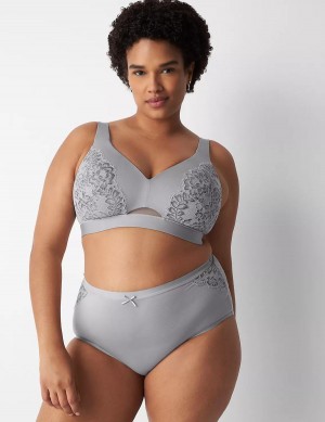 Women Lane Bryant No-Show Full with Lace Briefs Grey | IQV1561OT