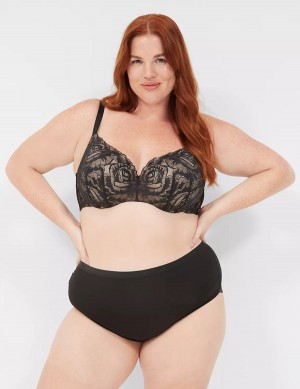 Women Lane Bryant No-Show Lace-Back Full Briefs Black | HBQ278VB